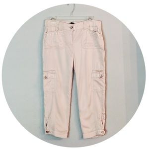 White House Black Market WHBM Cropped Leg Cargo Khaki with pockets 4